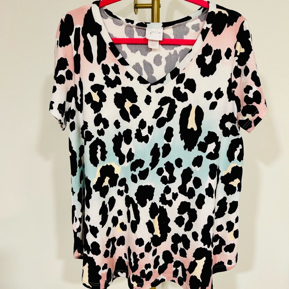 Stylish Leopard Print V-Neck Top